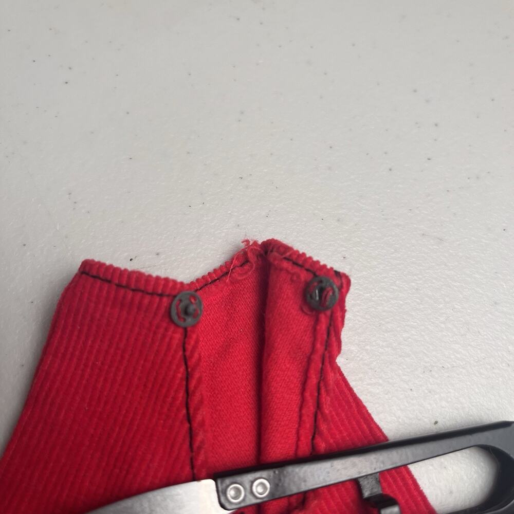 Vintage Barbie Red Corduroy Hooded Winter Coat & Pants Outfit Set MISSING Button - Picture 9 of 9